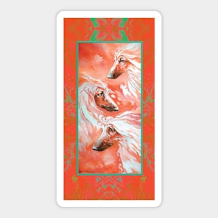 Three Afghan Hounds in shades of red. Sticker